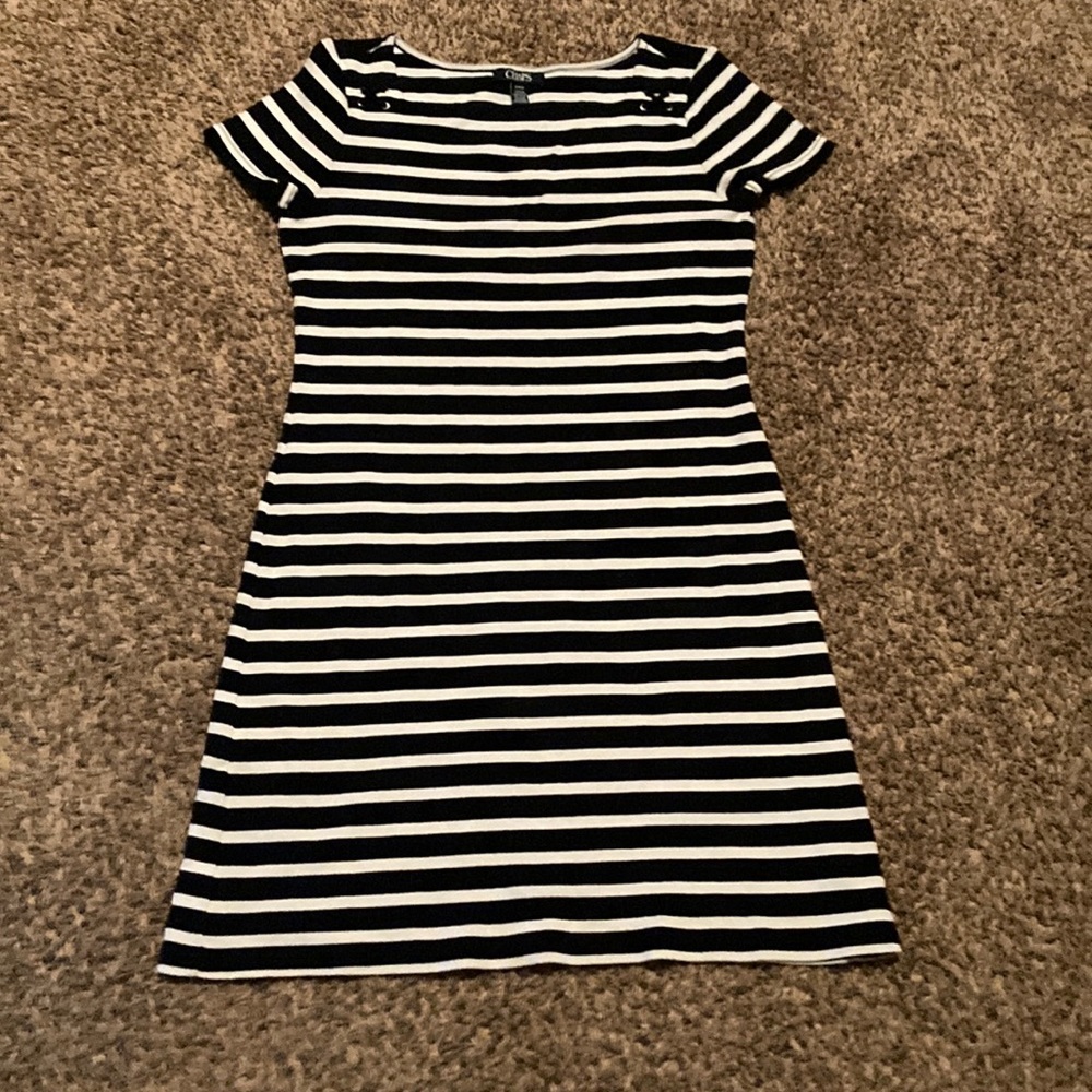 Chaps Black and White Dress